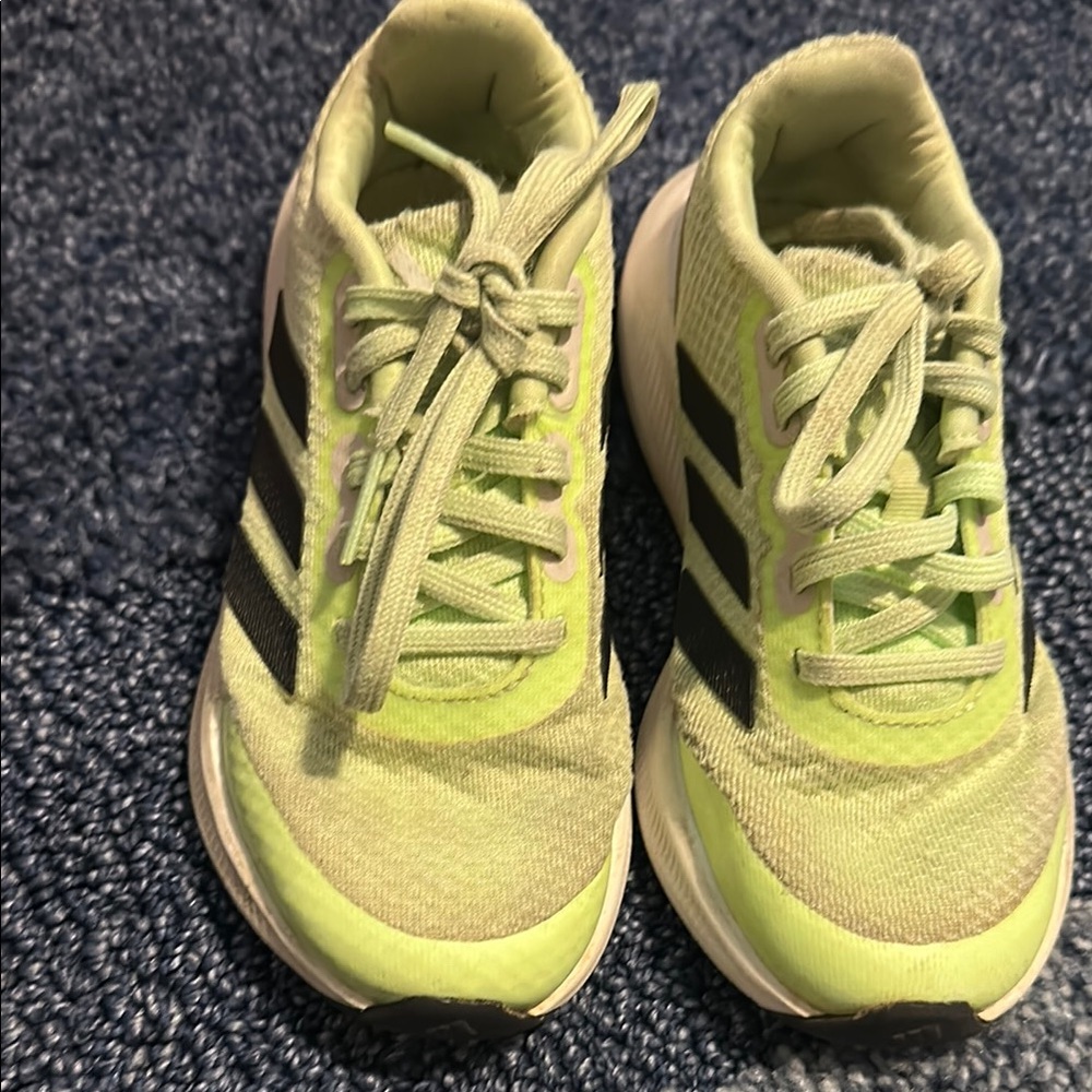 Adidas Neon Green Running Shoes with Black Accents